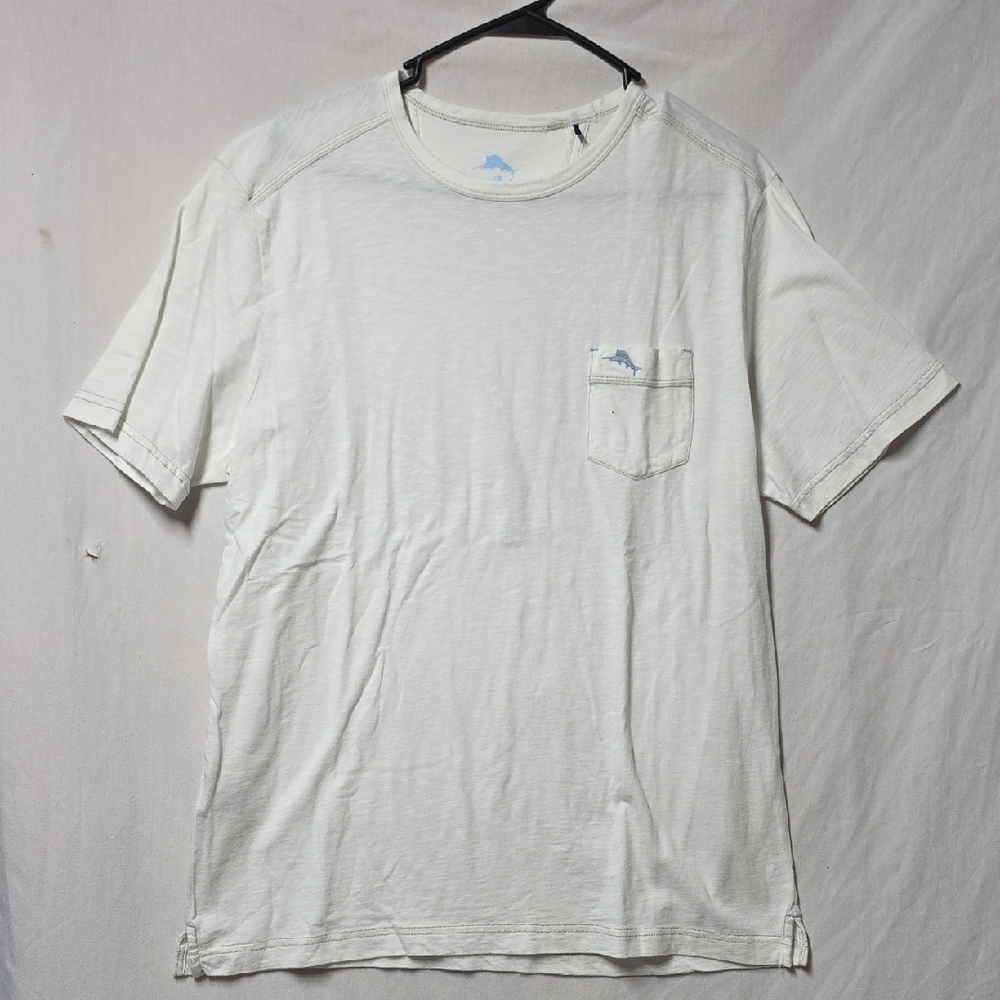 Tommy Bahama Off White Front Pocker Short Sleeve Tee Small
